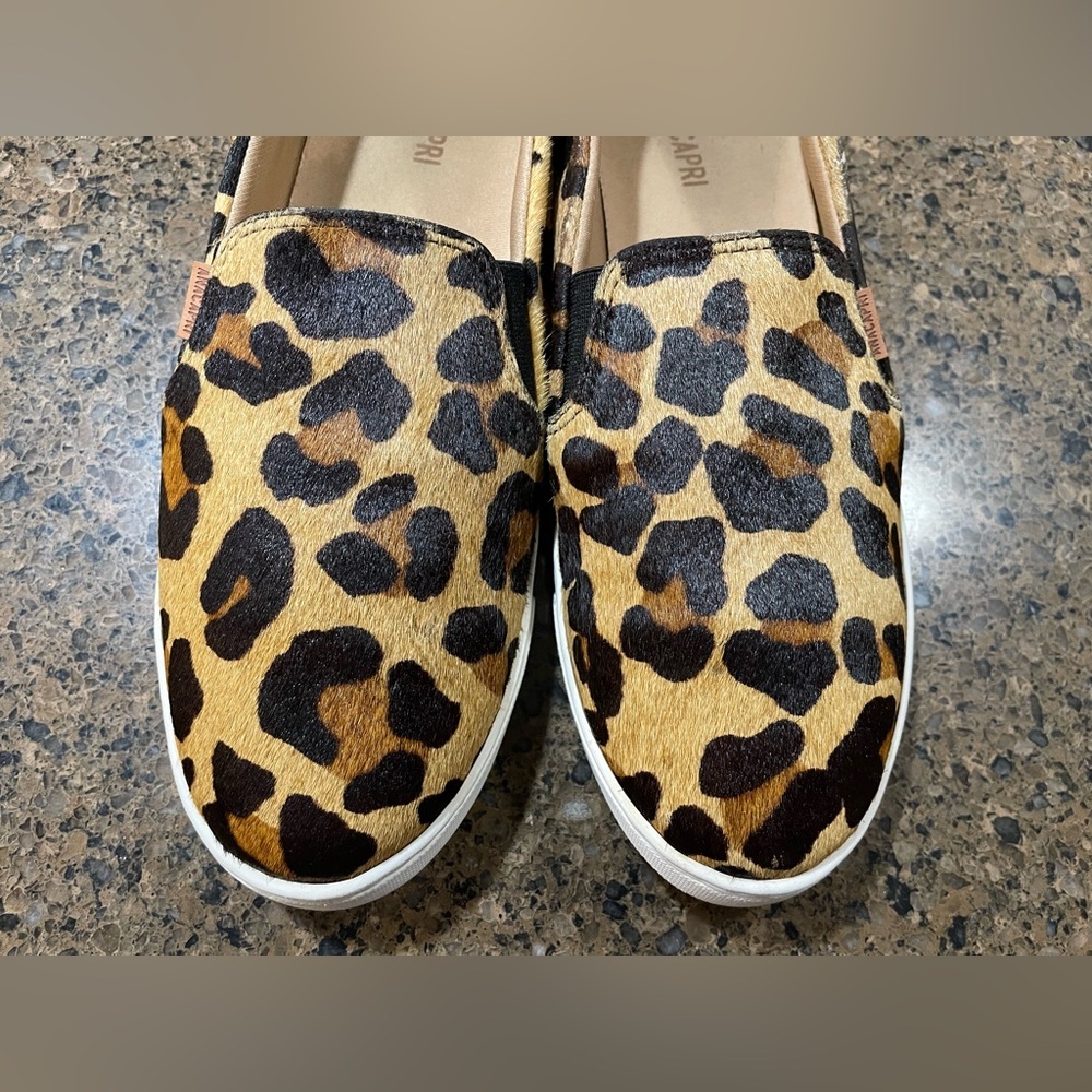 Hot🔥 ANACAPRI Women’s Sz 40 9.5 Calf Hair Leopard Animal Print Slip-On Loafers - Picture 7 of 11
